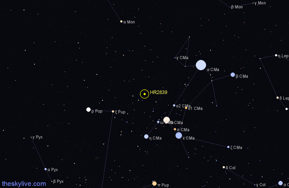 Finder chart HR2839 star