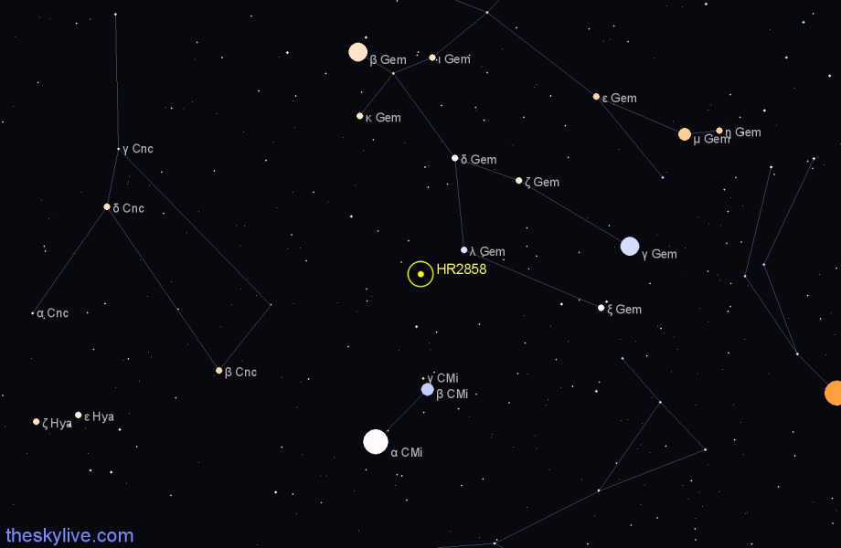 Finder chart HR2858 star
