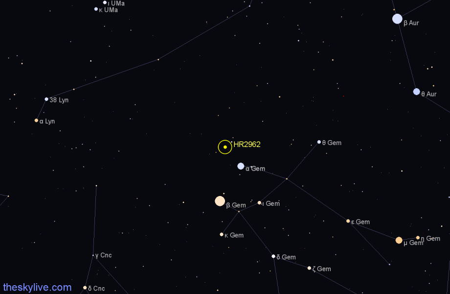 Finder chart HR2962 star