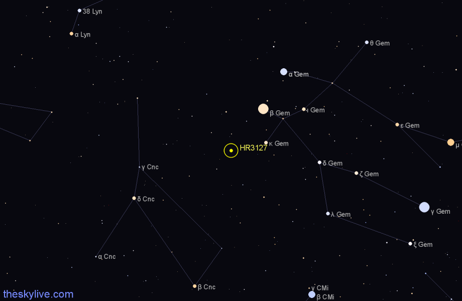 Finder chart HR3127 star