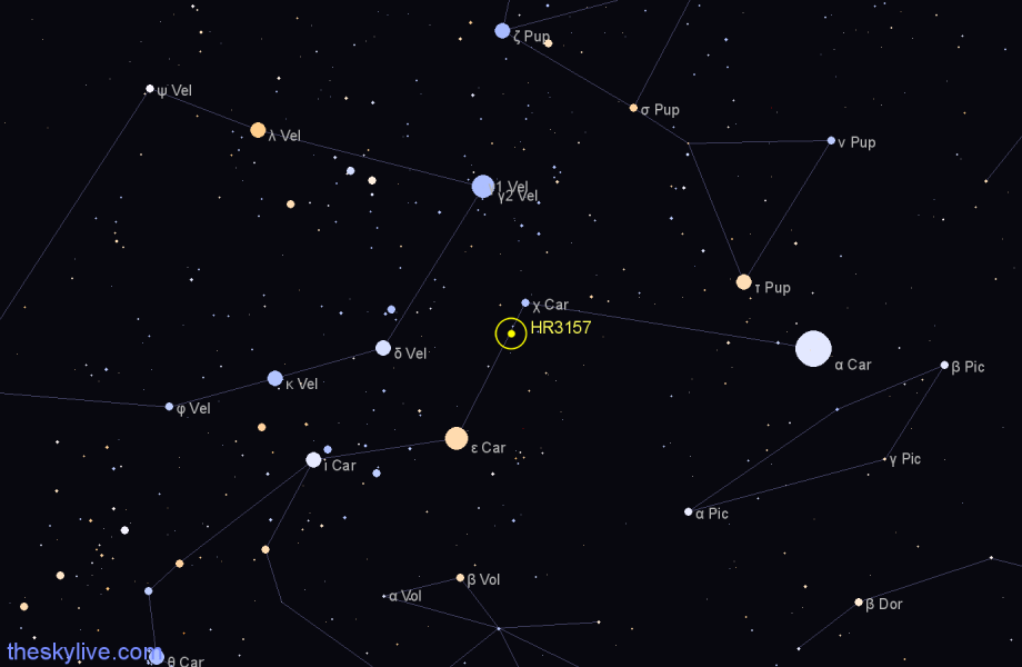 Finder chart HR3157 star