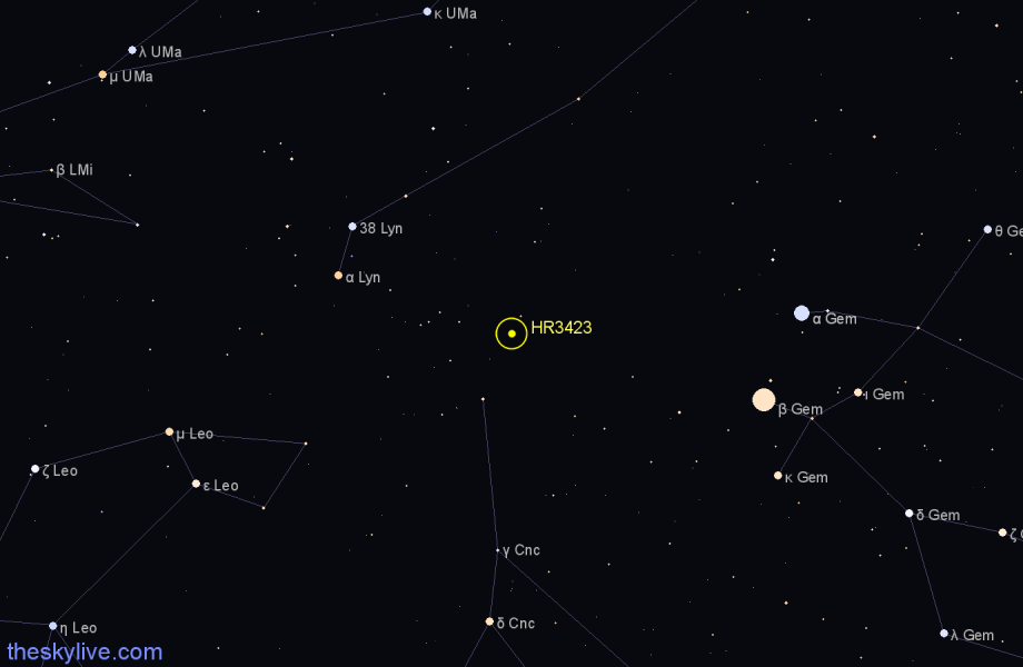 Finder chart HR3423 star