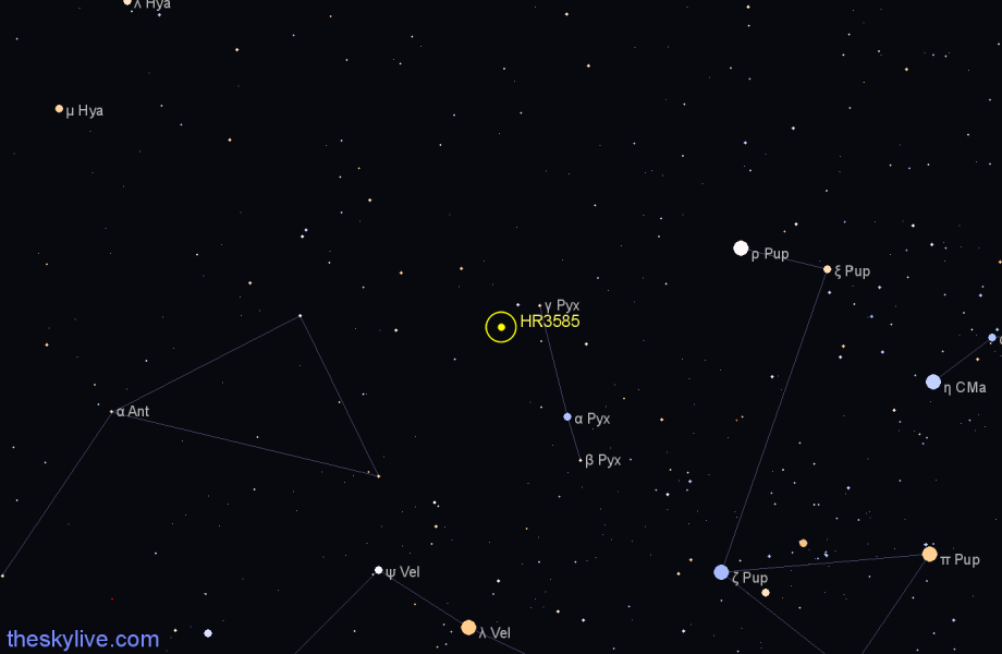 Finder chart HR3585 star