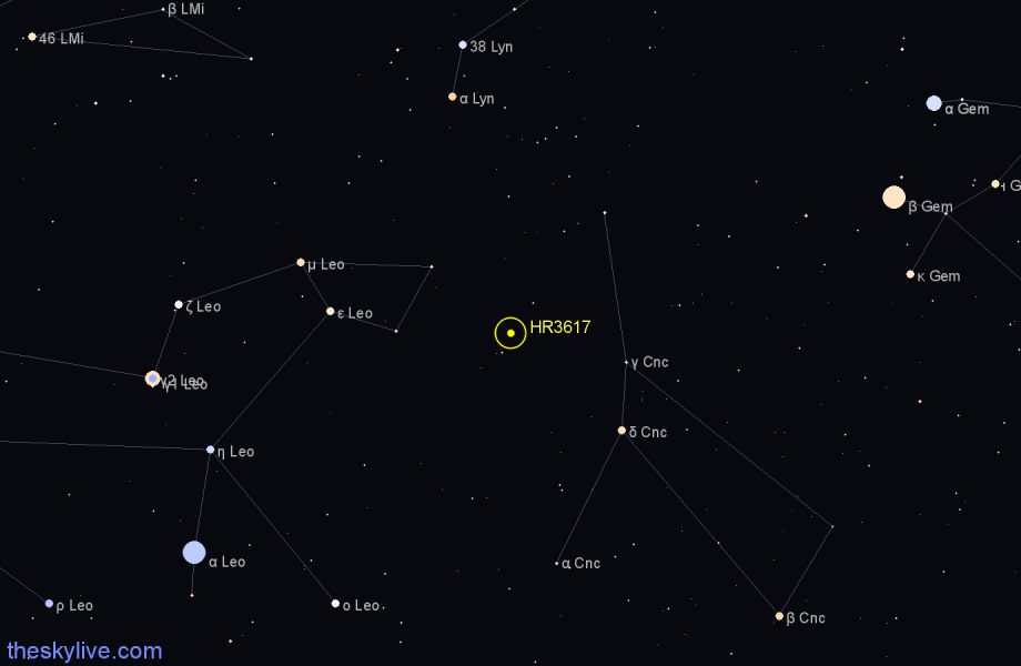 Finder chart HR3617 star