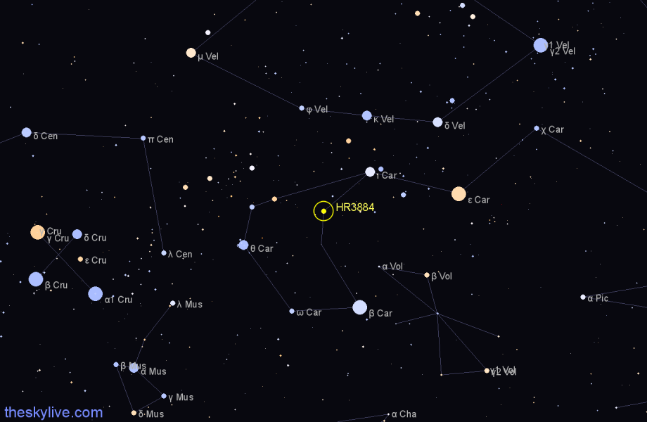 Finder chart HR3884 star