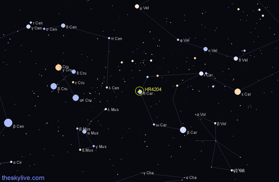 Finder chart HR4204 star