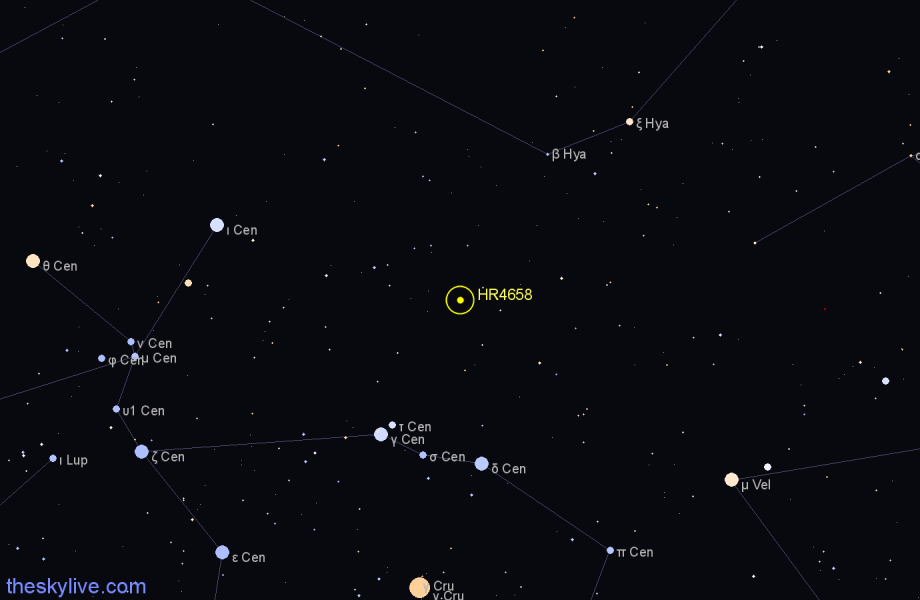 Finder chart HR4658 star