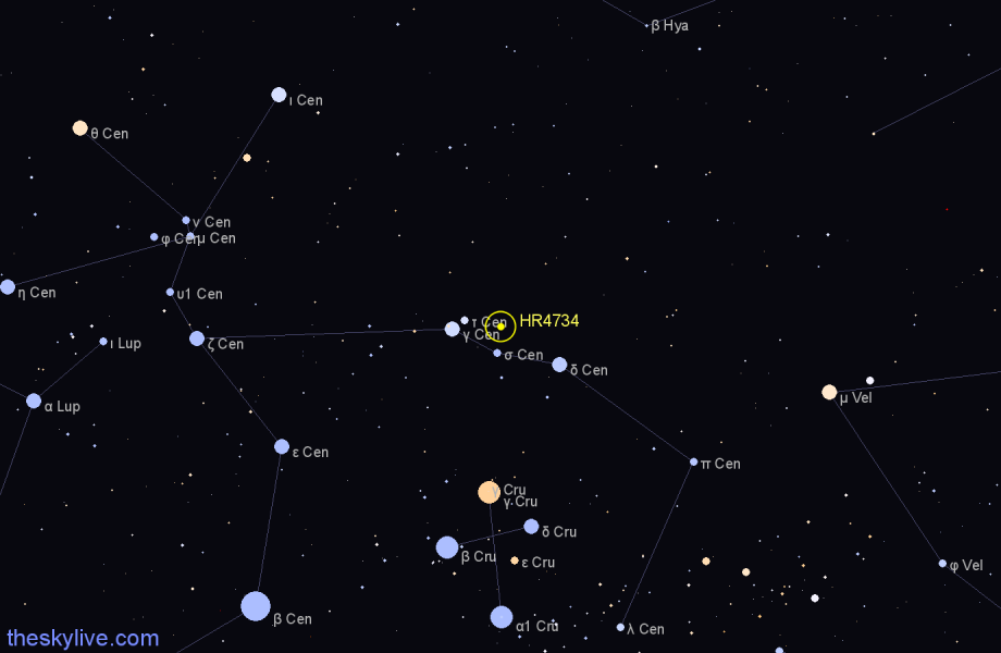 Finder chart HR4734 star