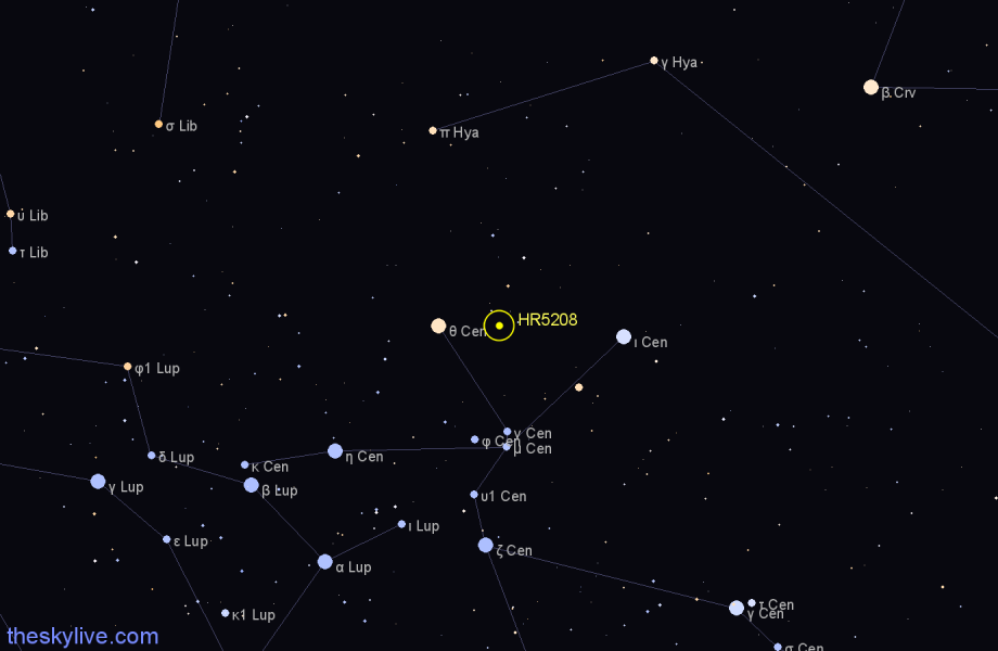 Finder chart HR5208 star
