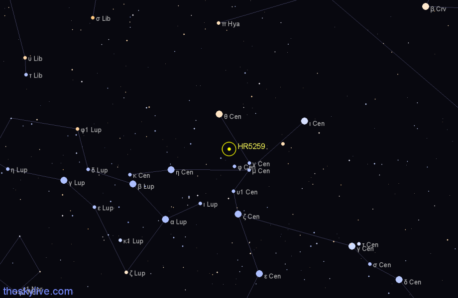 Finder chart HR5259 star