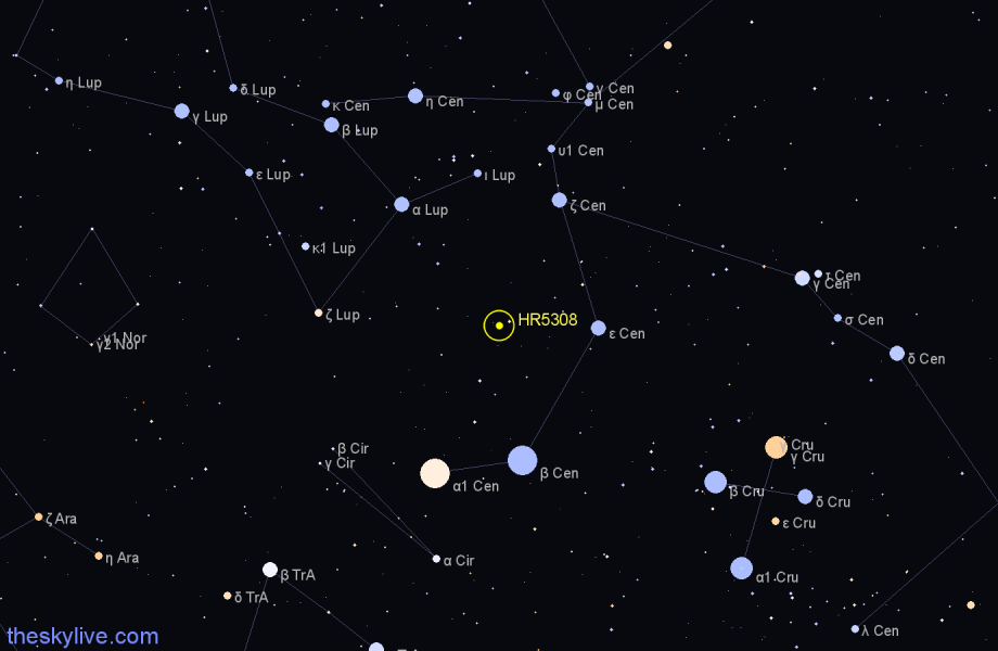 Finder chart HR5308 star