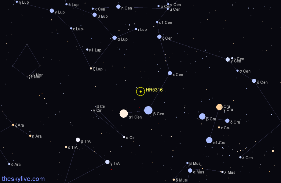 Finder chart HR5316 star