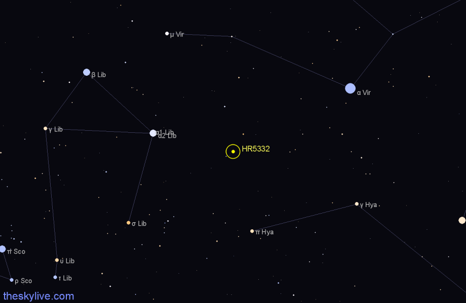 Finder chart HR5332 star