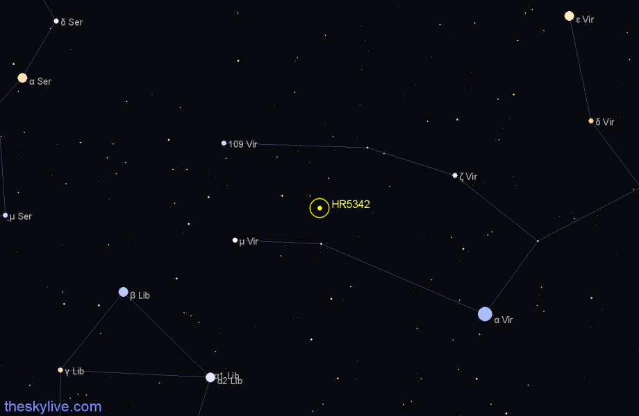 Finder chart HR5342 star