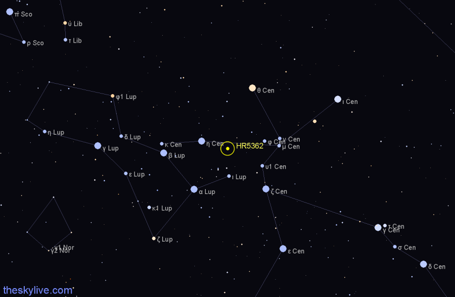 Finder chart HR5362 star