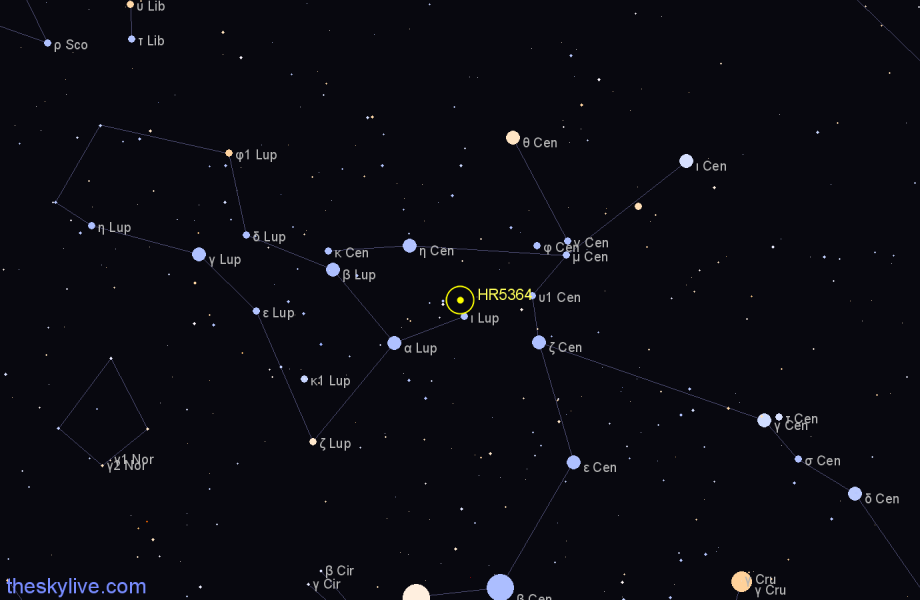 Finder chart HR5364 star