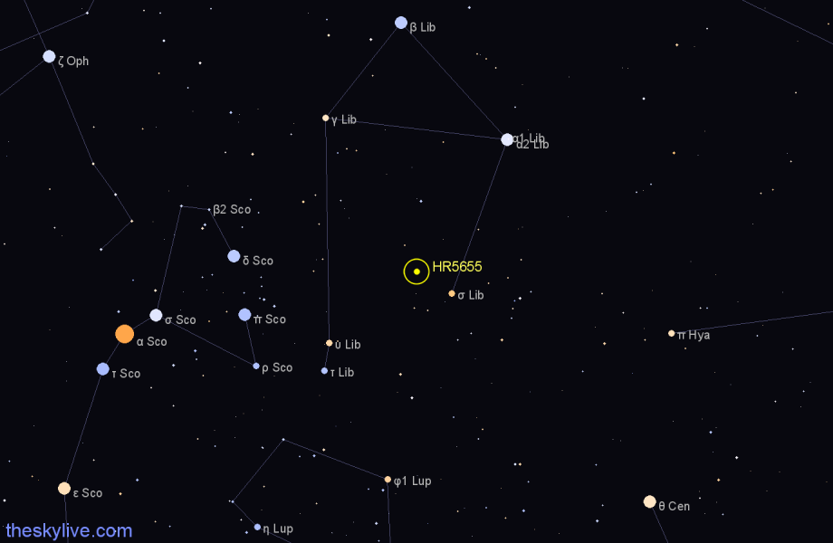Finder chart HR5655 star