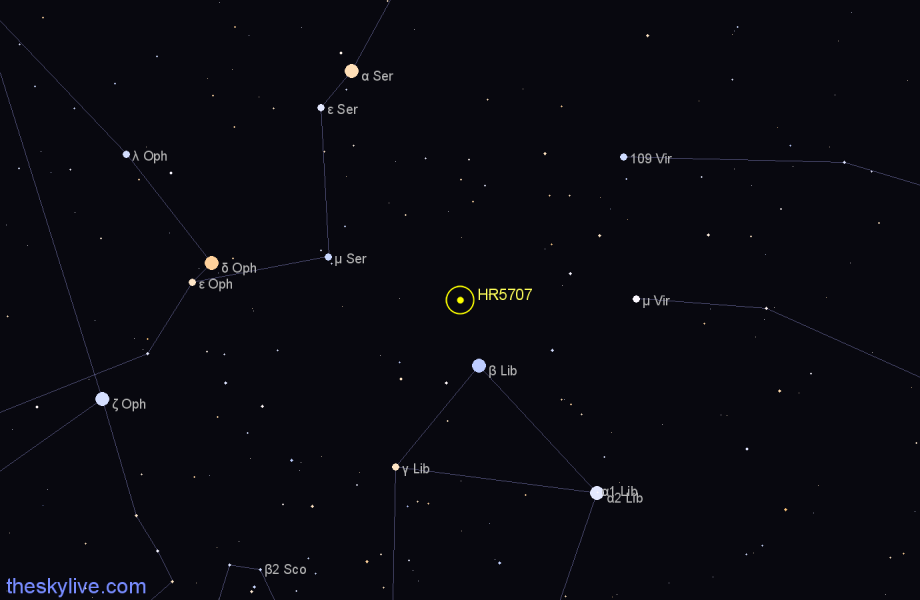 Finder chart HR5707 star