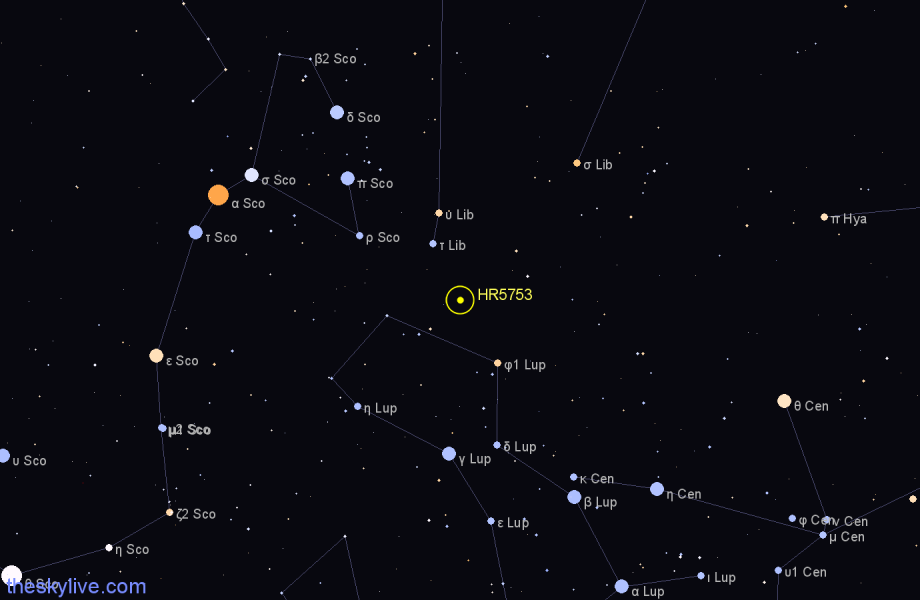 Finder chart HR5753 star