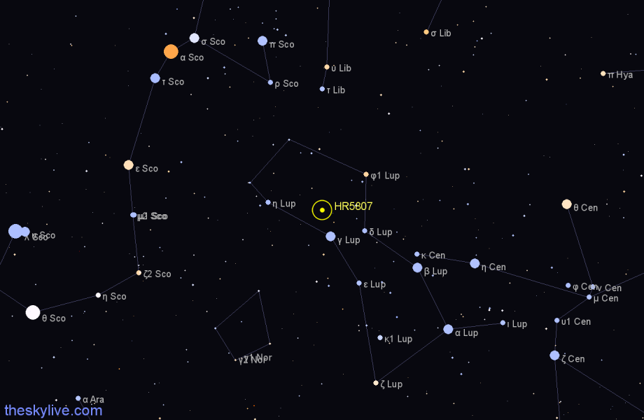 Finder chart HR5807 star
