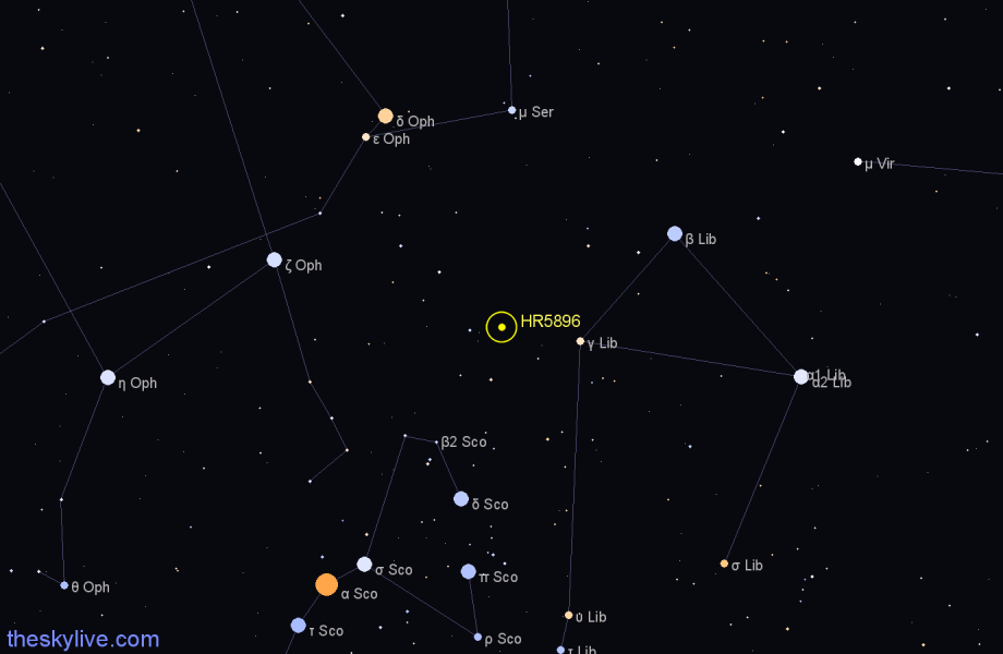 Finder chart HR5896 star