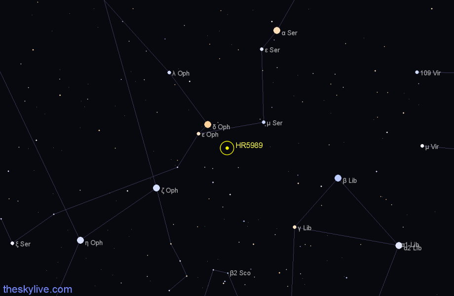 Finder chart HR5989 star