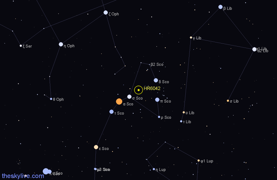 Finder chart HR6042 star