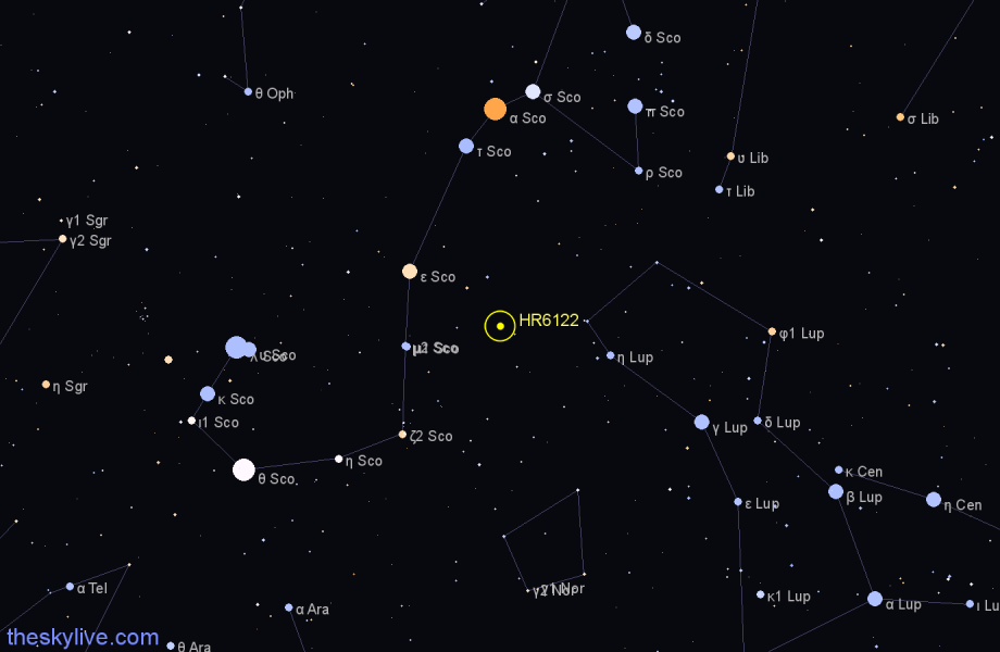 Finder chart HR6122 star