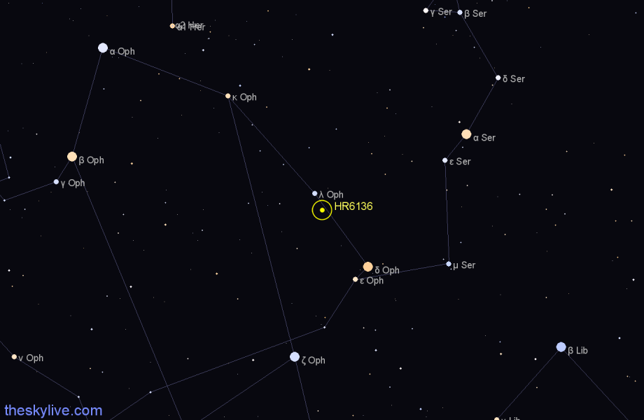 Finder chart HR6136 star