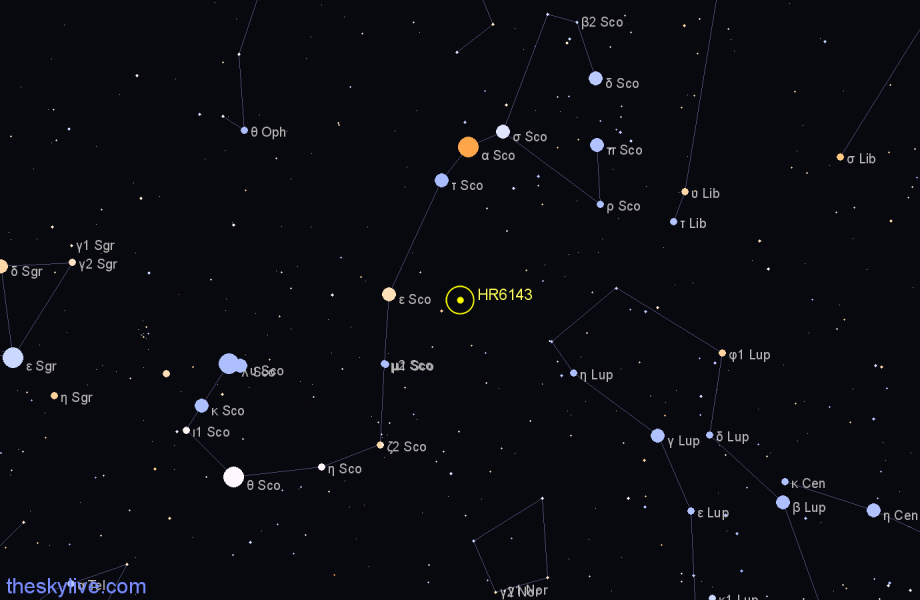 Finder chart HR6143 star