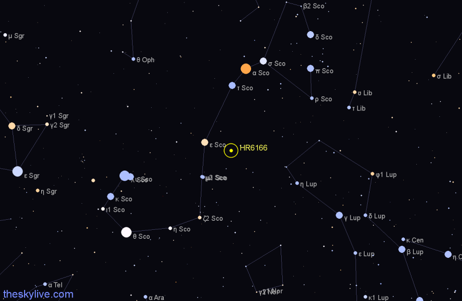 Finder chart HR6166 star