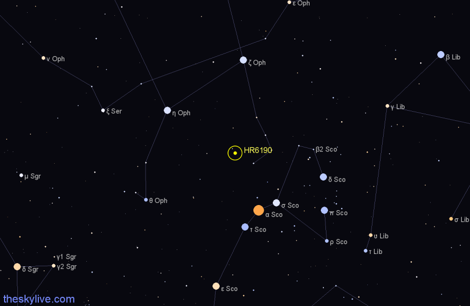 Finder chart HR6190 star