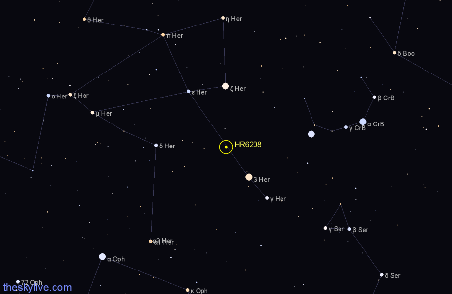 Finder chart HR6208 star