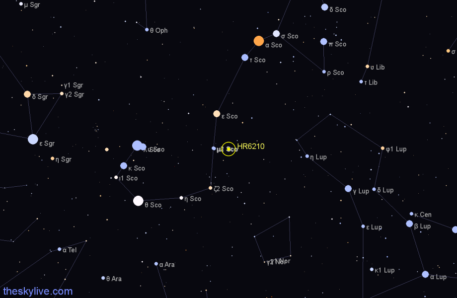 Finder chart HR6210 star