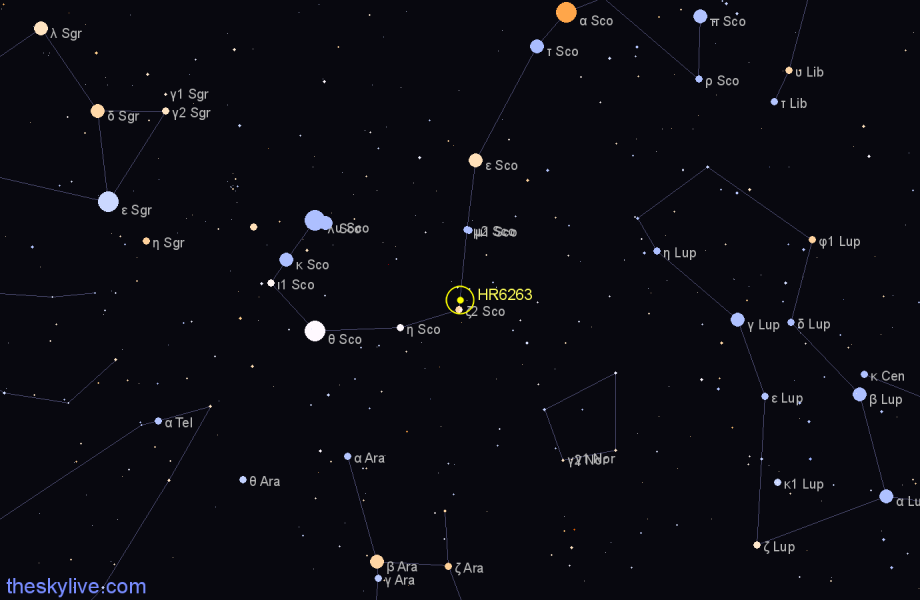 Finder chart HR6263 star