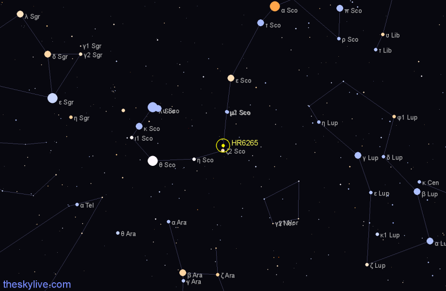 Finder chart HR6265 star