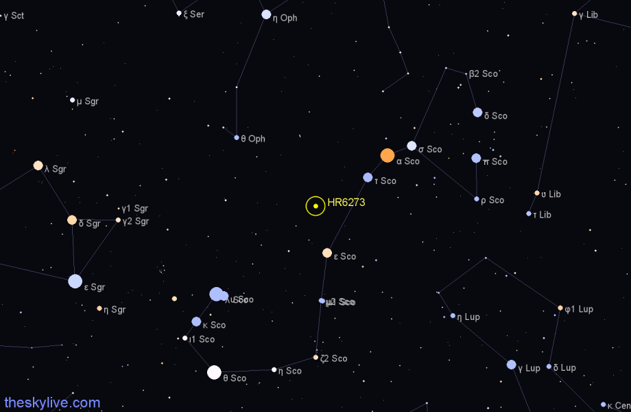 Finder chart HR6273 star