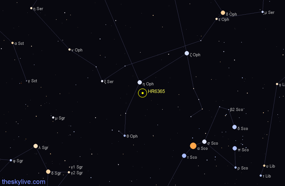 Finder chart HR6365 star