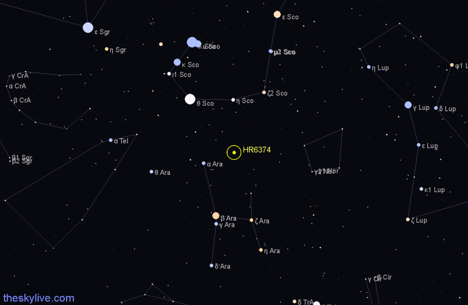 Finder chart HR6374 star