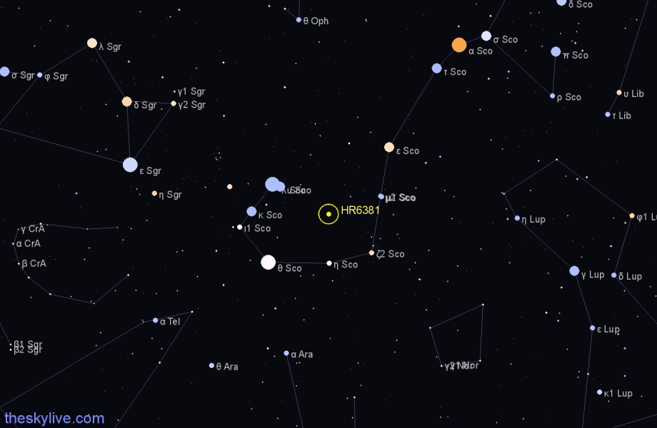 Finder chart HR6381 star