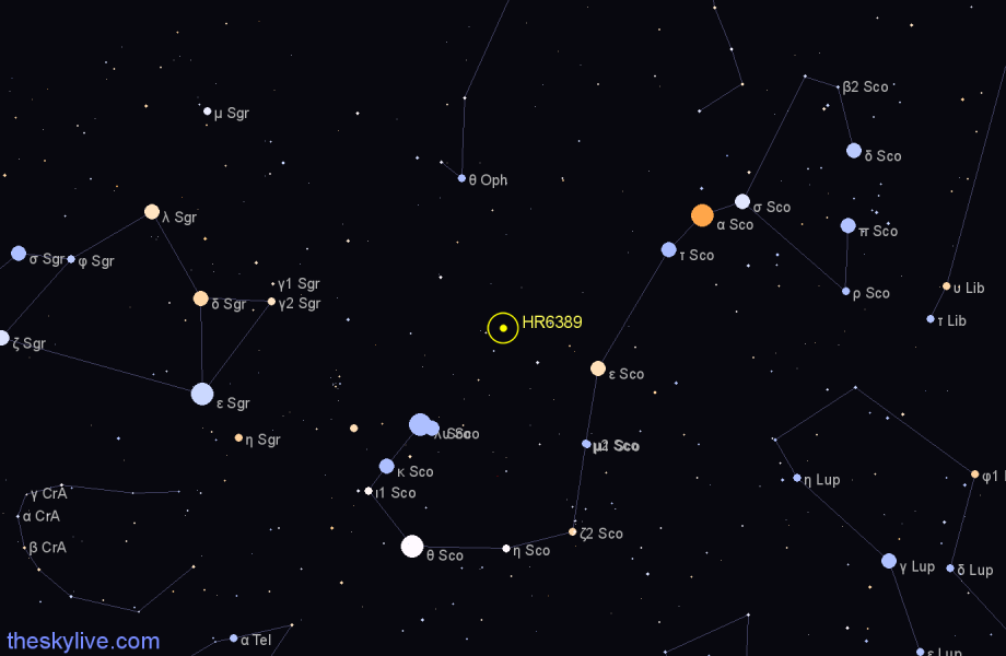 Finder chart HR6389 star