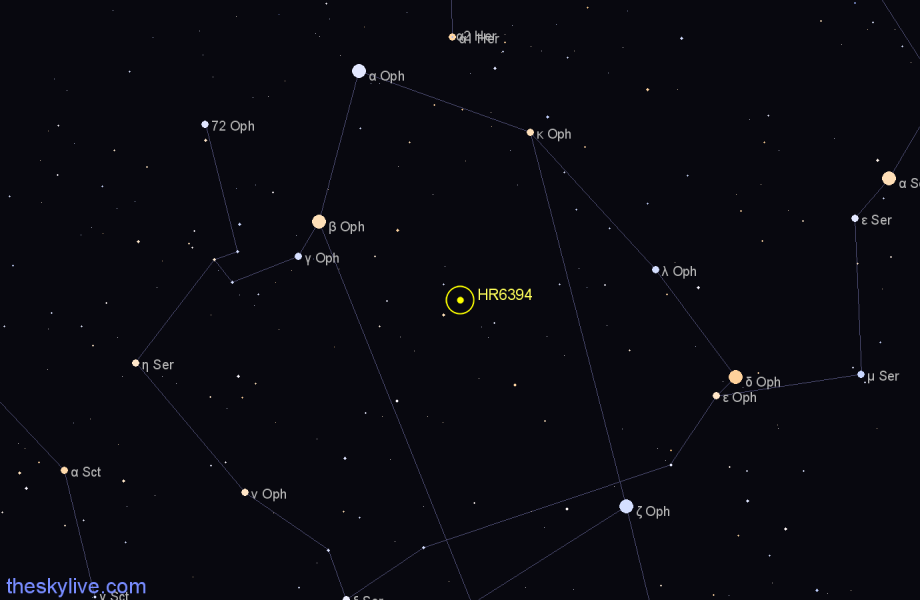 Finder chart HR6394 star