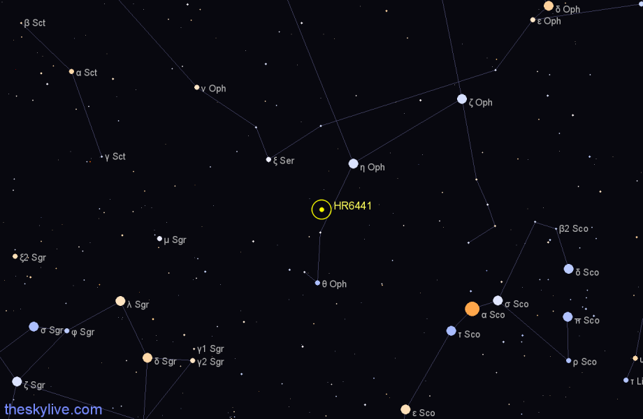 Finder chart HR6441 star