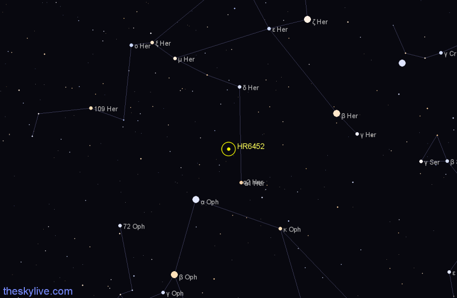 Finder chart HR6452 star