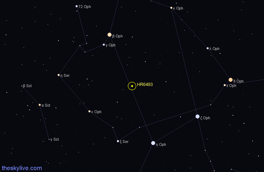 Finder chart HR6493 star
