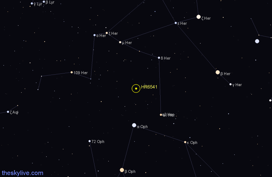 Finder chart HR6541 star