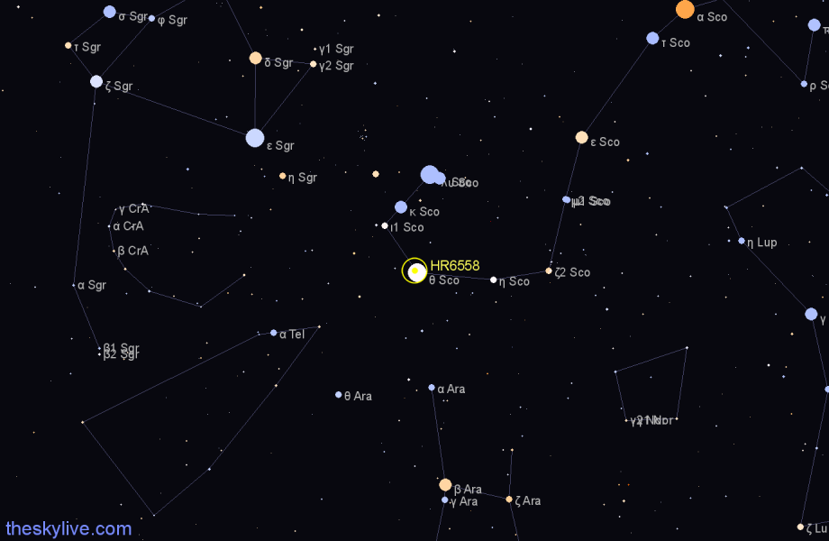 Finder chart HR6558 star