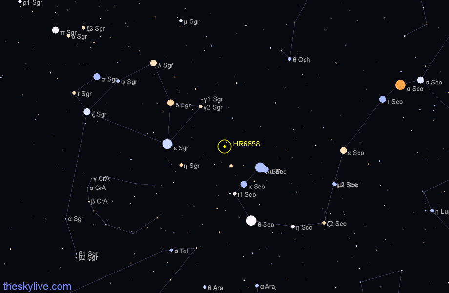 Finder chart HR6658 star