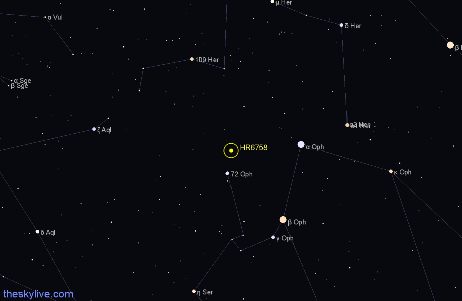 Finder chart HR6758 star