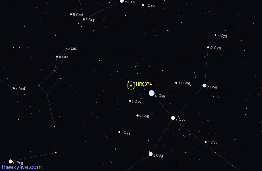 Finder chart HR8074 star